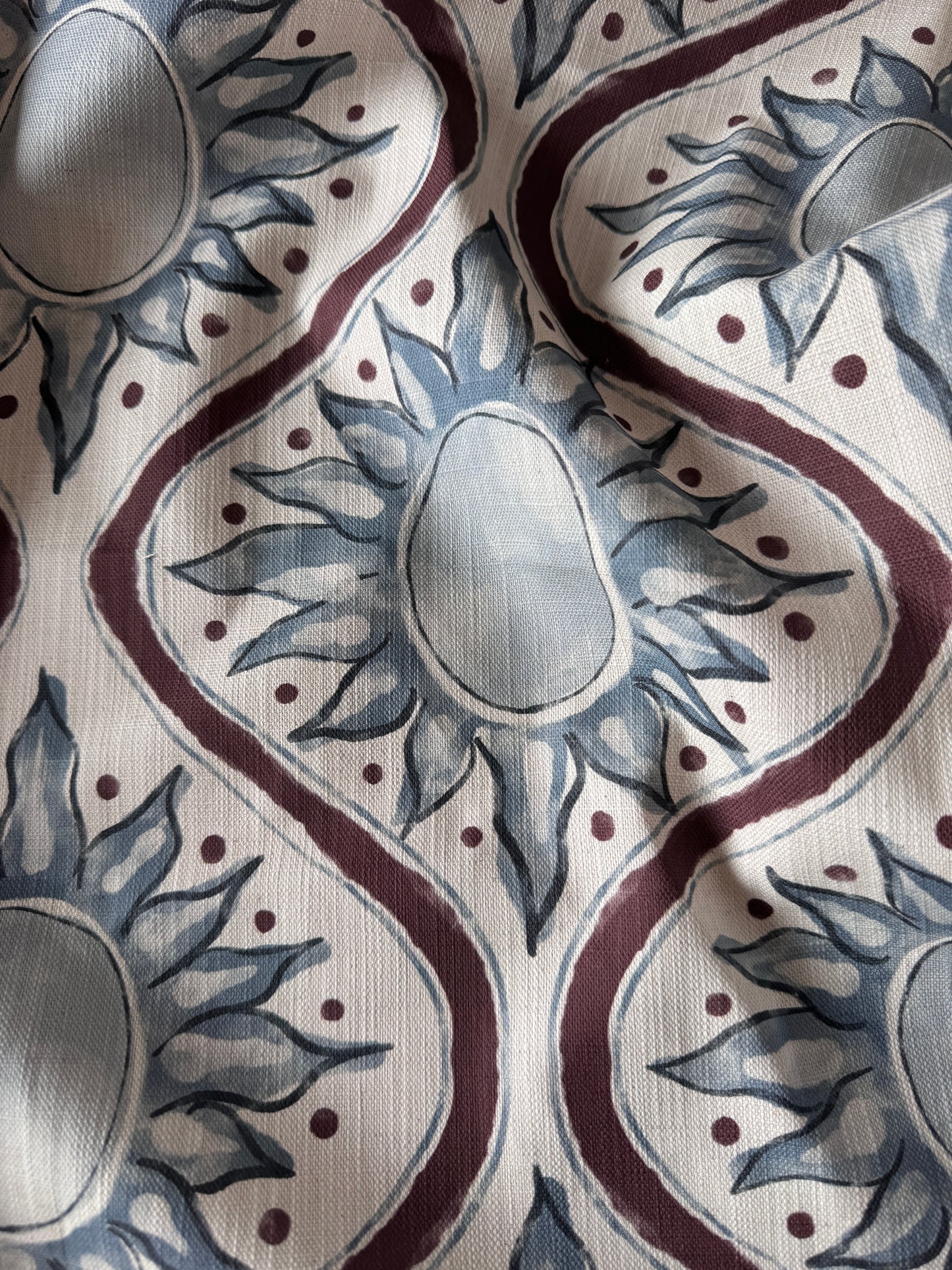 Sunburst linen cotton union in blue and red
