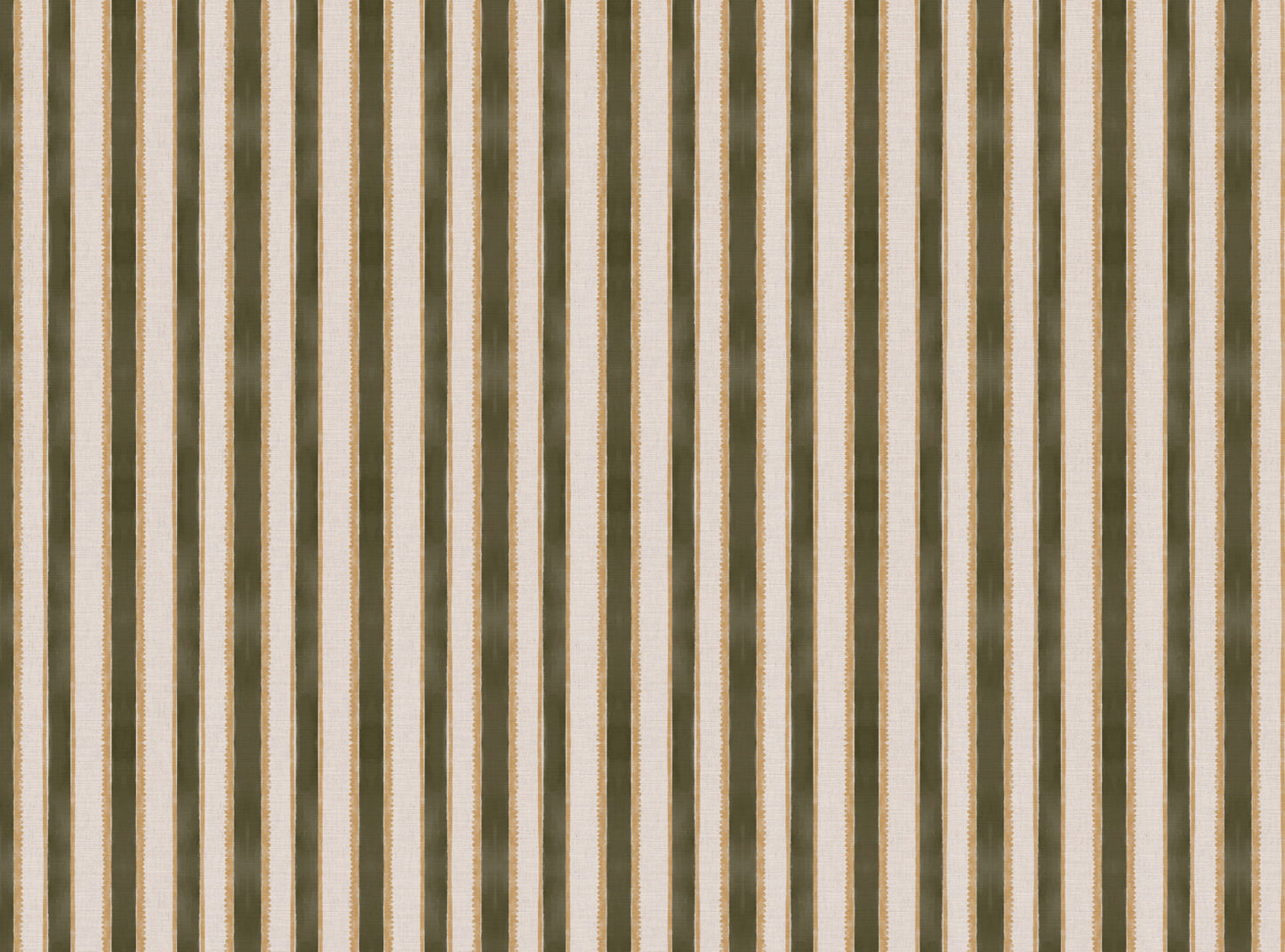 Sunburst Stripe linen cotton union in olive green and yellow
