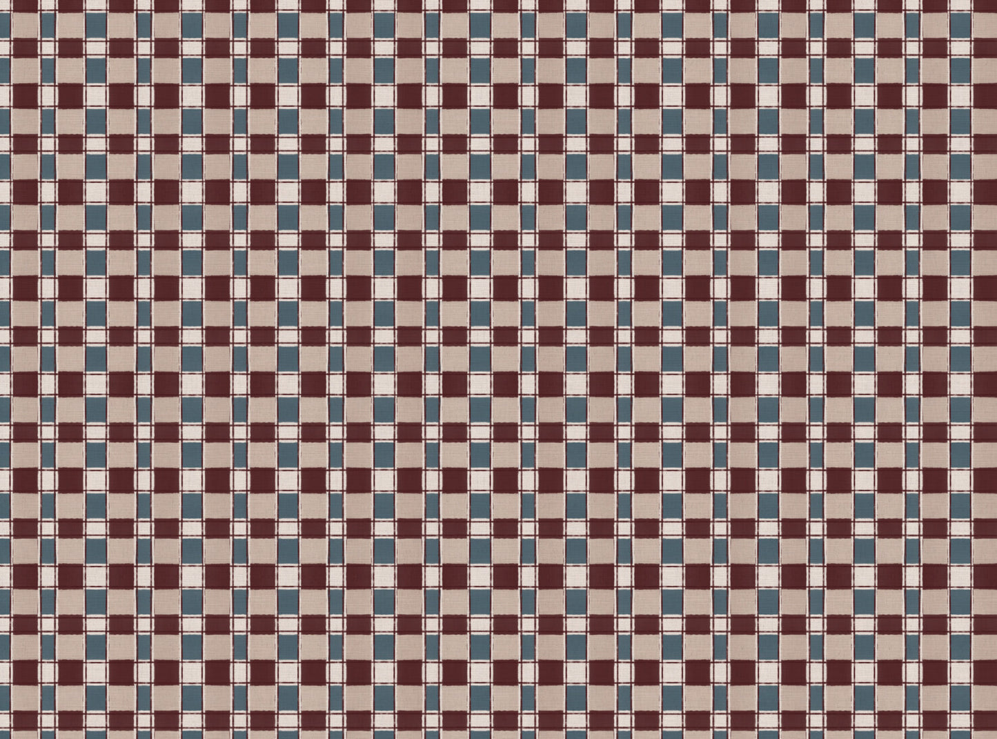 Artistic Check Upholstery Fabric in burgundy and blue