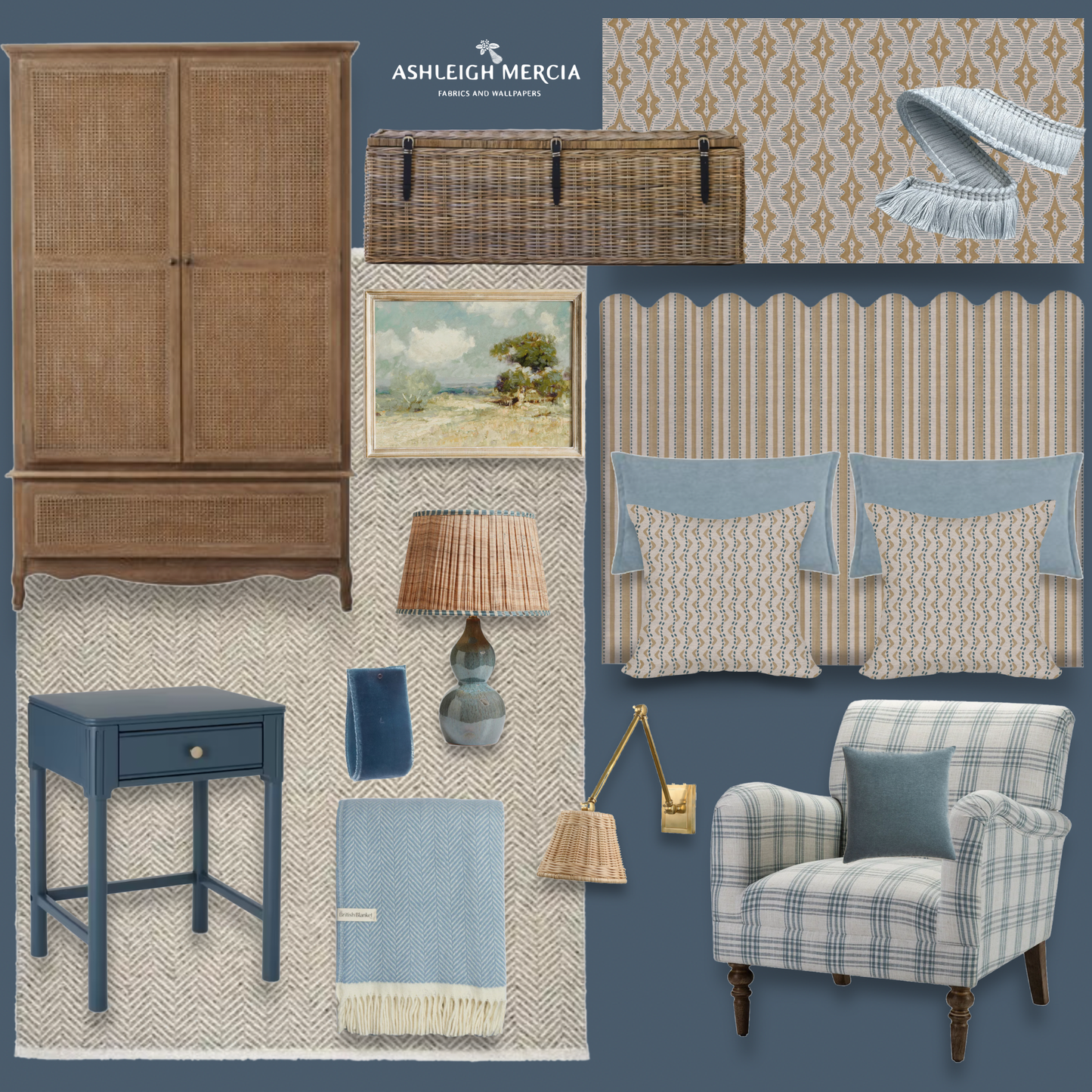 Sky Lanterns linen union fabric in Soft Yellow