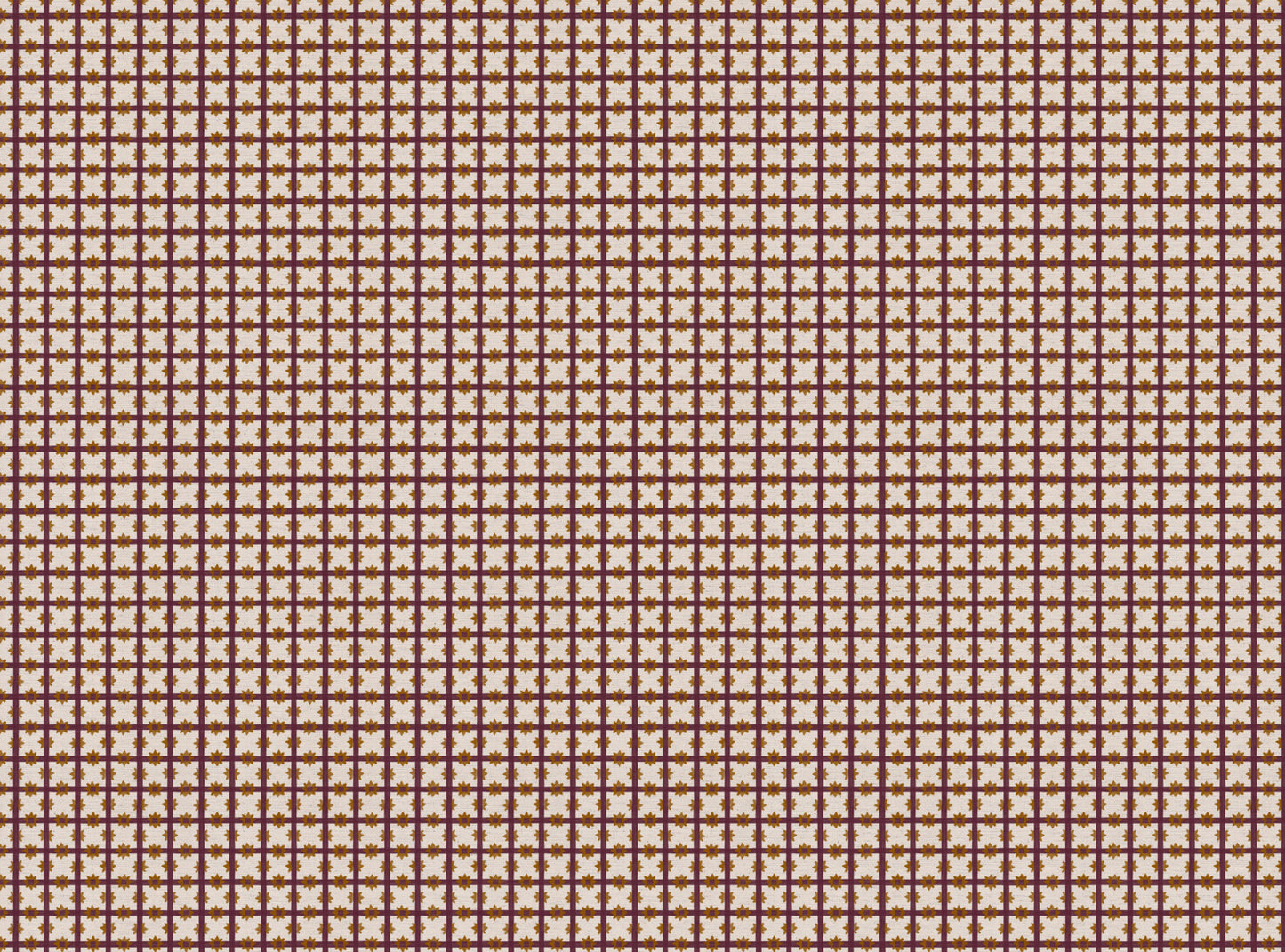 Starfall Check printed cotton, linen union fabric in Blackcurrant