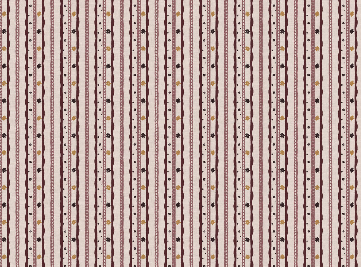 Rodeo stripe printed cotton, linen union fabric in Pink
