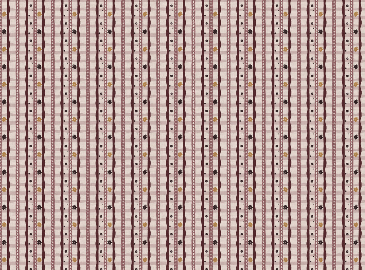 Rodeo check printed cotton, linen union fabric in Pink