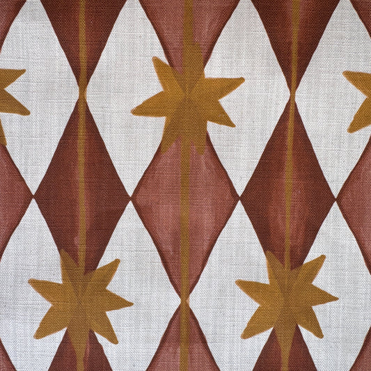 Starfall Upholstery printed cotton, linen union fabric in Rust