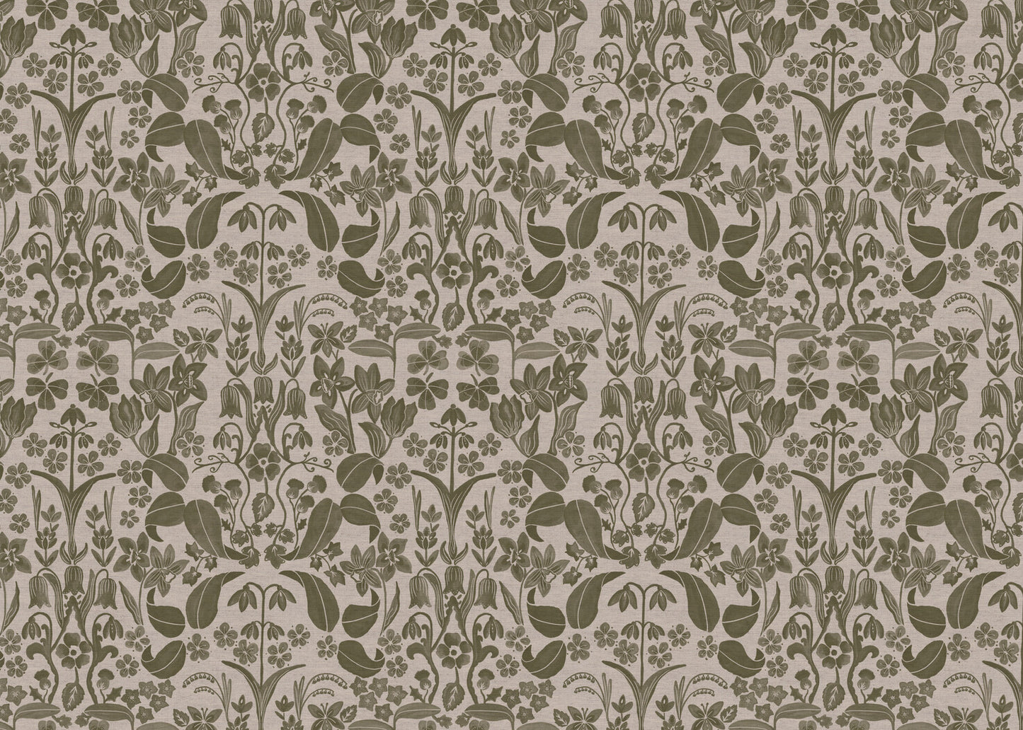 Glenwhisper Garden printed cotton, linen union fabric in Green