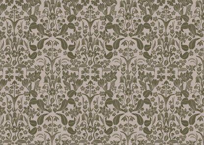 Glenwhisper Garden printed cotton, linen union fabric in Green