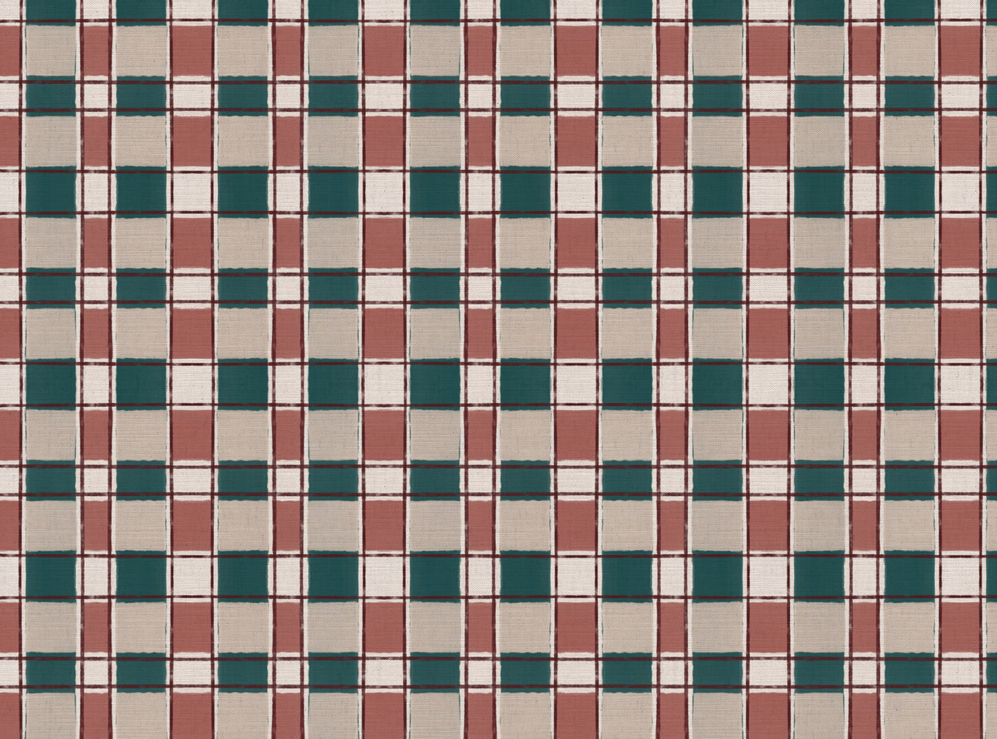 Artistic Check Upholstery Fabric in teal and pink