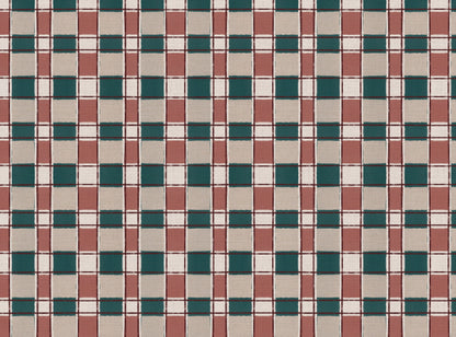 Artistic Check Upholstery Fabric in teal and pink