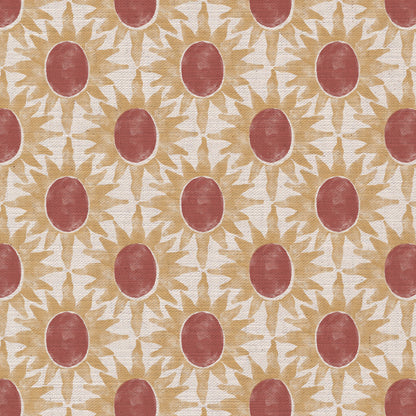 Little Sunburst cotton linen union fabric pink and yellow