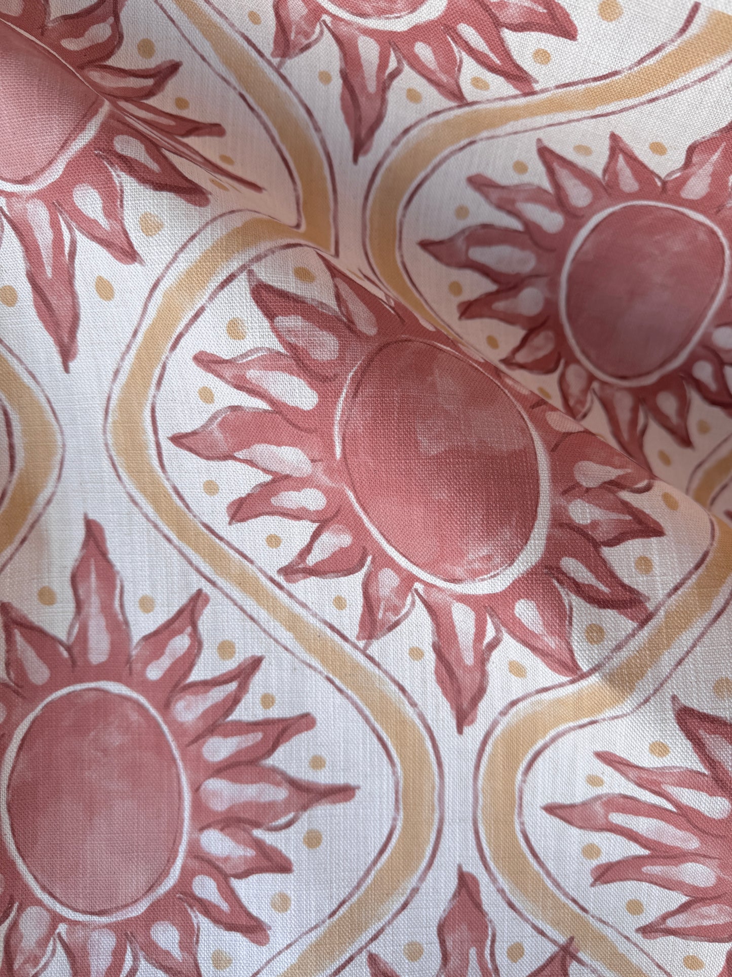 Sunburst linen cotton union in pink and yellow