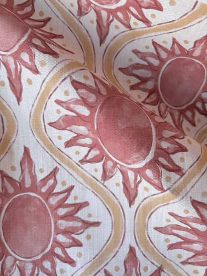 Sunburst linen cotton union in pink and yellow