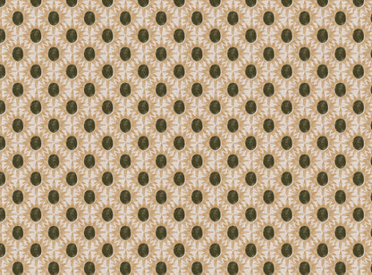 Little Sunburst cotton linen union fabric in olive green and yellow