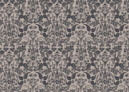 Glenwhisper Garden printed cotton, linen union fabric in Denim Blue