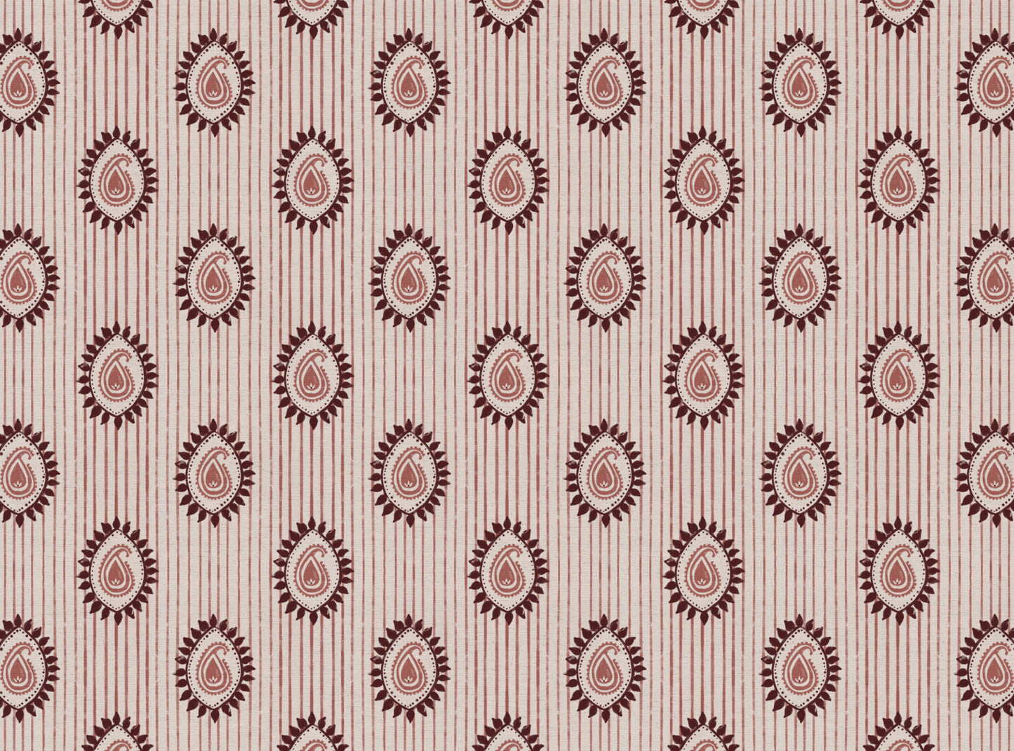 Field flower Paisley linen cotton union fabric in Pink