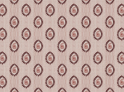 Field flower Paisley linen cotton union fabric in Pink