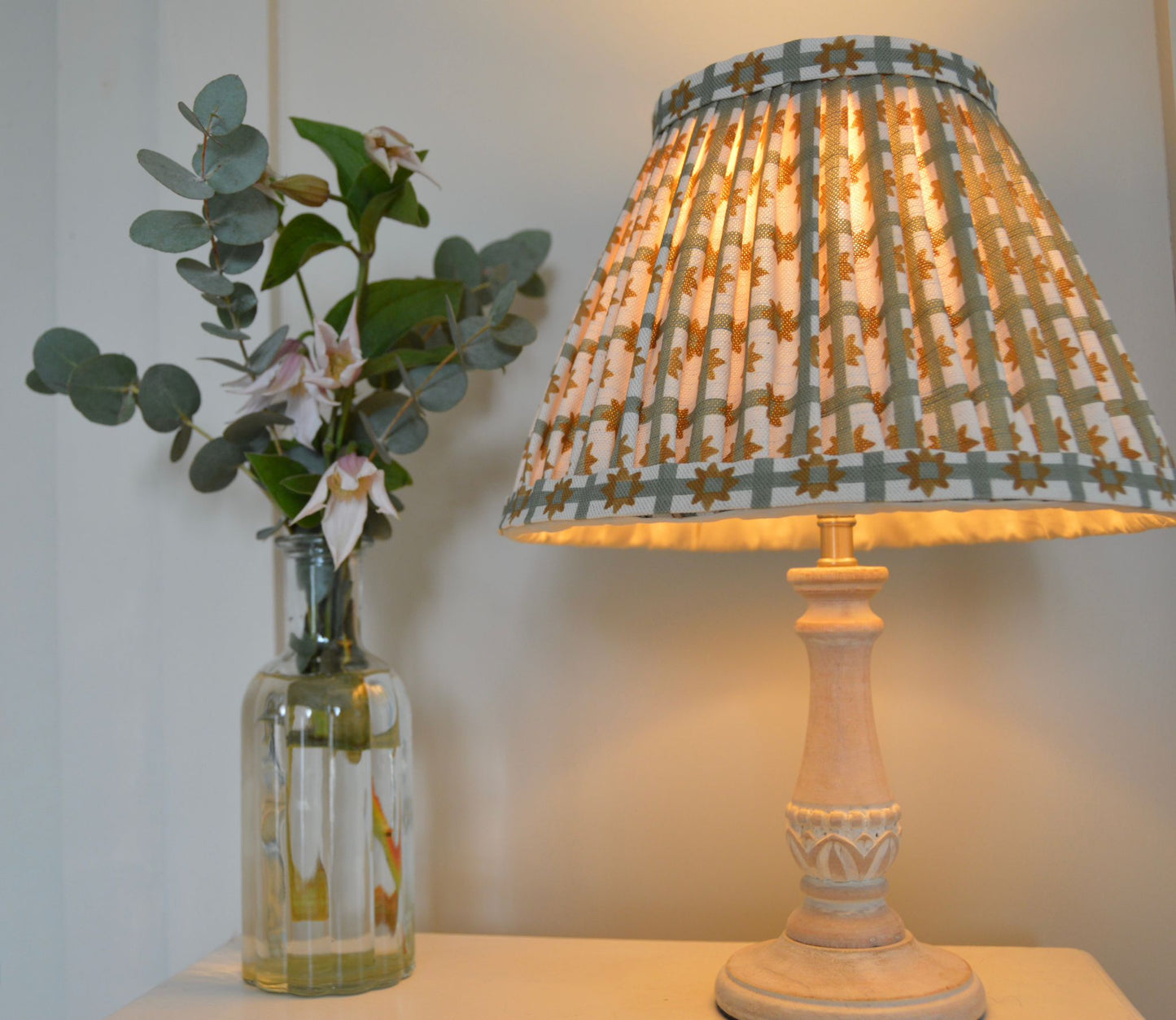 Starfall Check gathered lampshade in Green