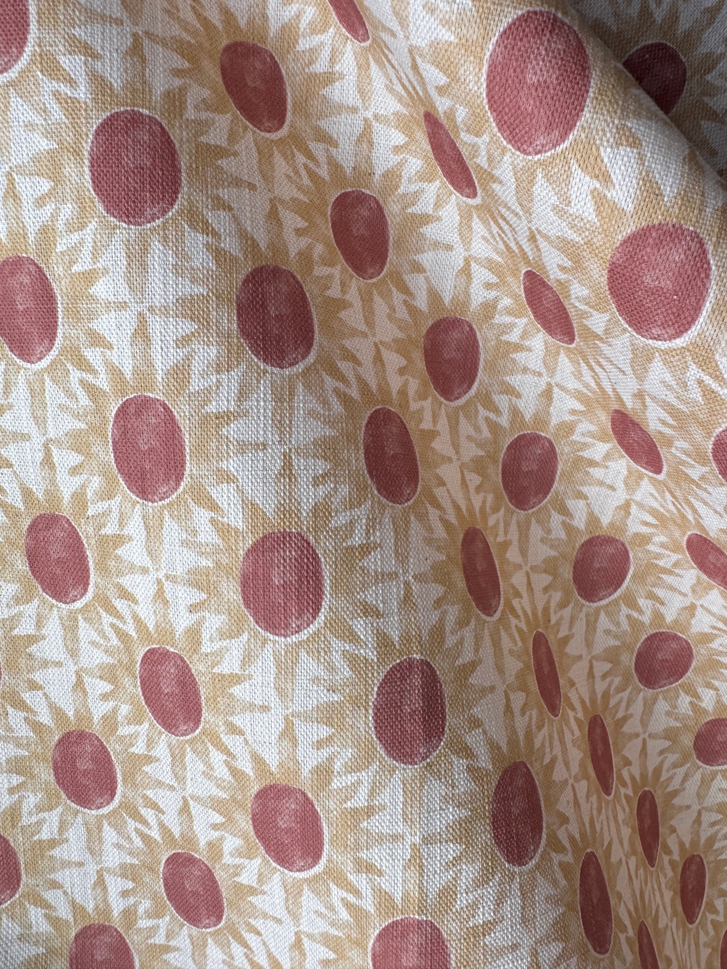 Little Sunburst cotton linen union fabric pink and yellow