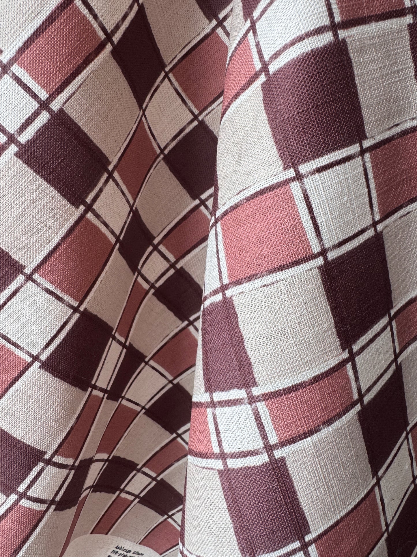 Artistic Check Upholstery Fabric in burgundy and pink