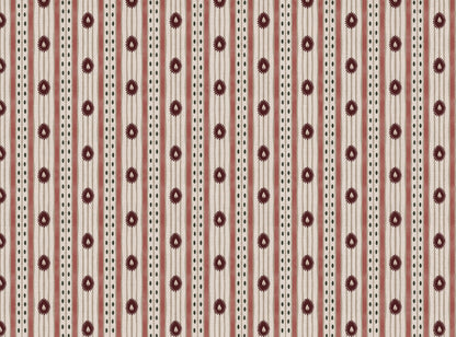 Field Flower Stripe linen cotton union fabric in Pink
