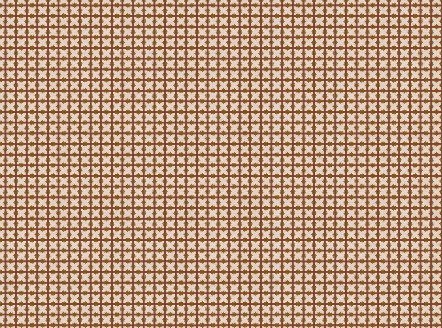 Starfall Check printed cotton, linen union fabric in Rust
