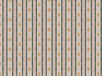 Field Flower Stripe linen cotton union fabric in Sea Green and Yellow