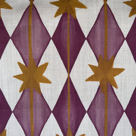 Starfall Upholstery printed cotton, linen union fabric in Blackcurrant
