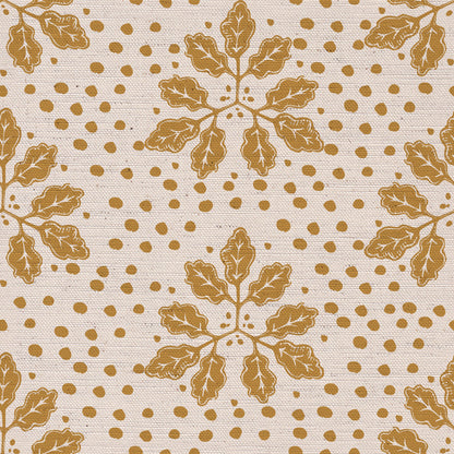 Autumn’s End printed cotton, linen union Fabric in Mustard