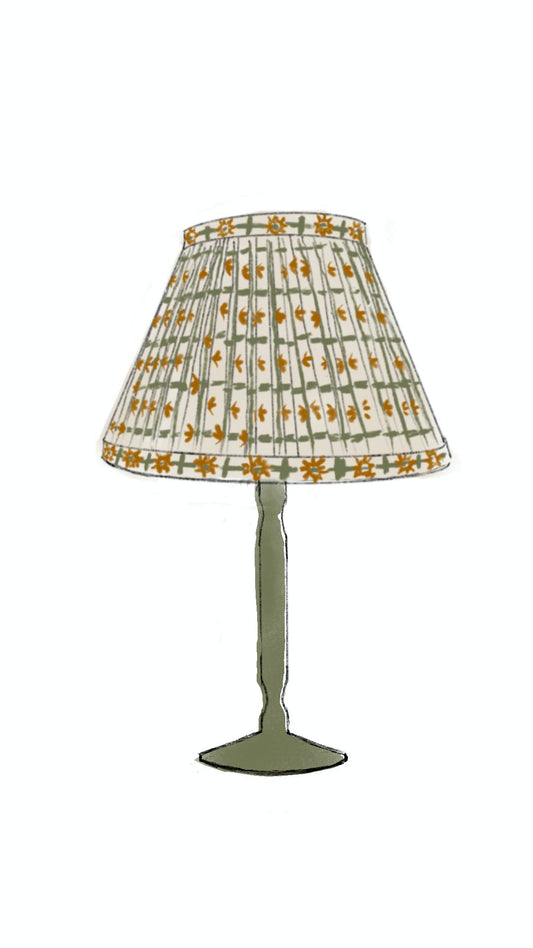 Starfall Check gathered lampshade in Green