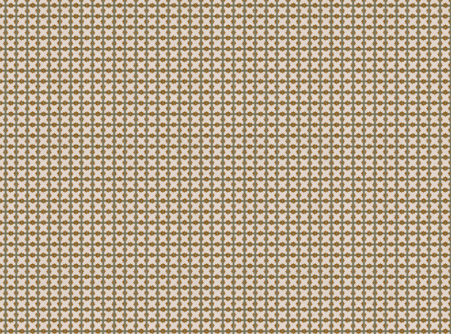 Starfall Check printed cotton, linen union fabric in Green