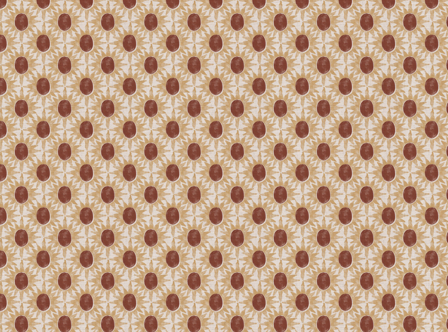 Little Sunburst cotton linen union fabric terracotta and yellow