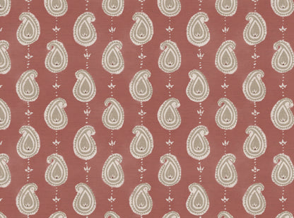 Paisley linen cotton union fabric in Pink
