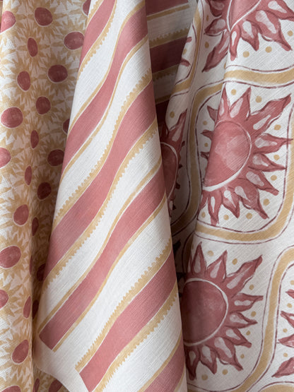 Sunburst Stripe linen cotton union in pink and yellow