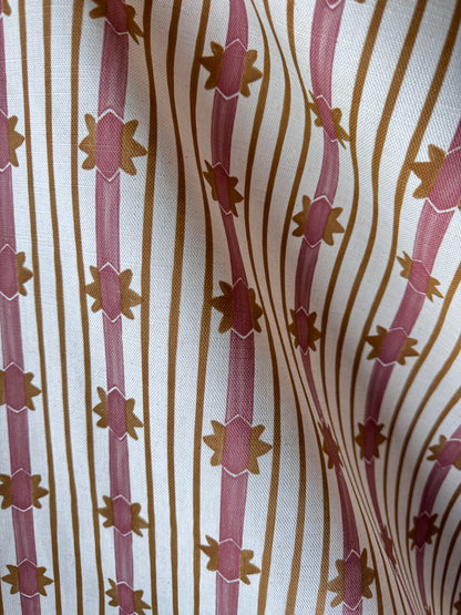Starfall Stripe printed cotton, linen union fabric in Pink
