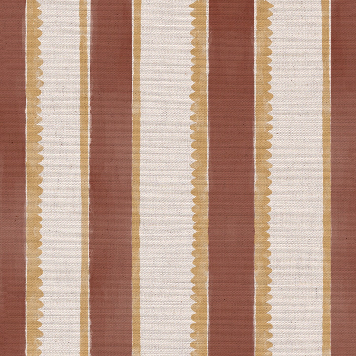 Sunburst Stripe linen cotton union in terracotta and yellow