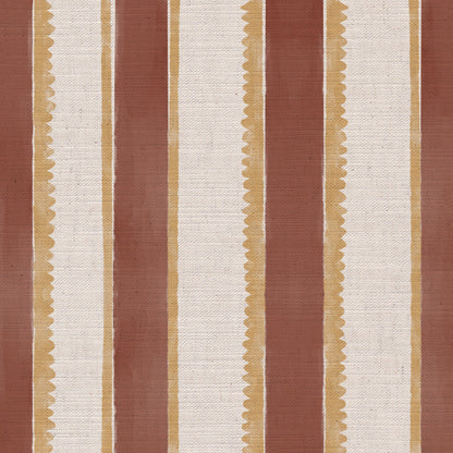Sunburst Stripe linen cotton union in terracotta and yellow