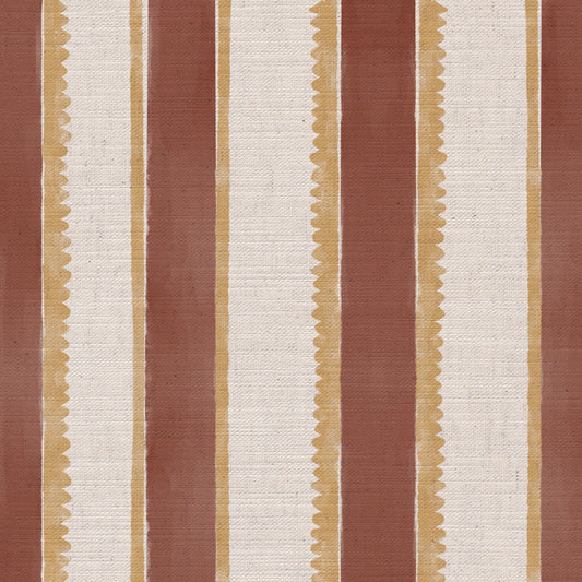 Sunburst Stripe linen cotton union in terracotta and yellow