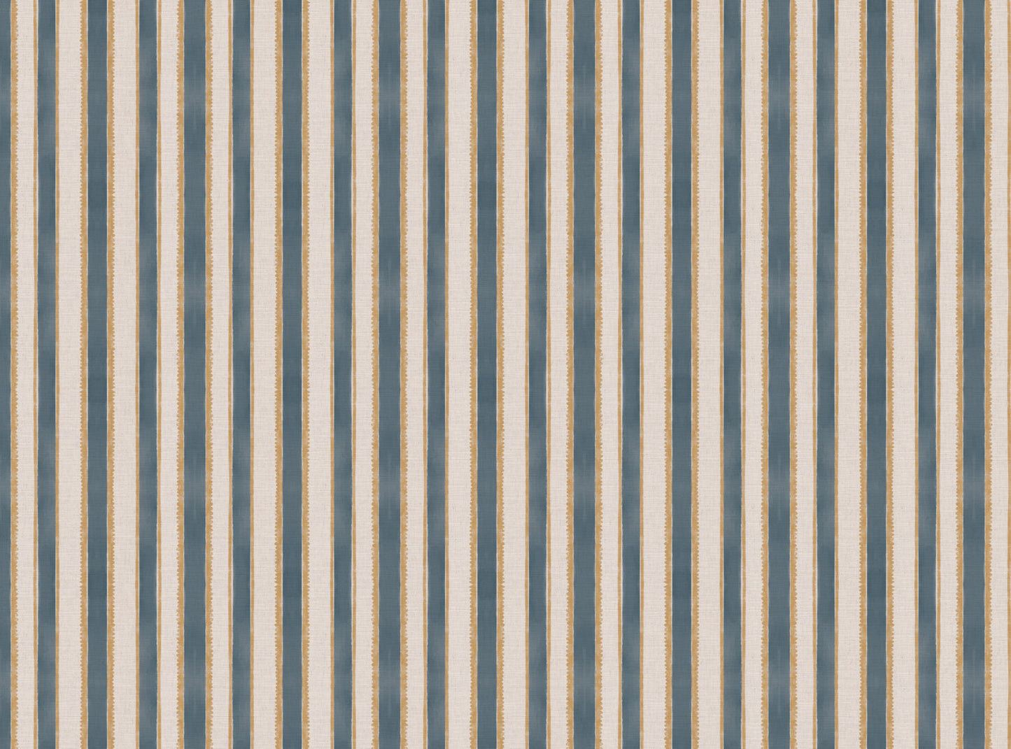 Sunburst Stripe linen cotton union in blue and yellow