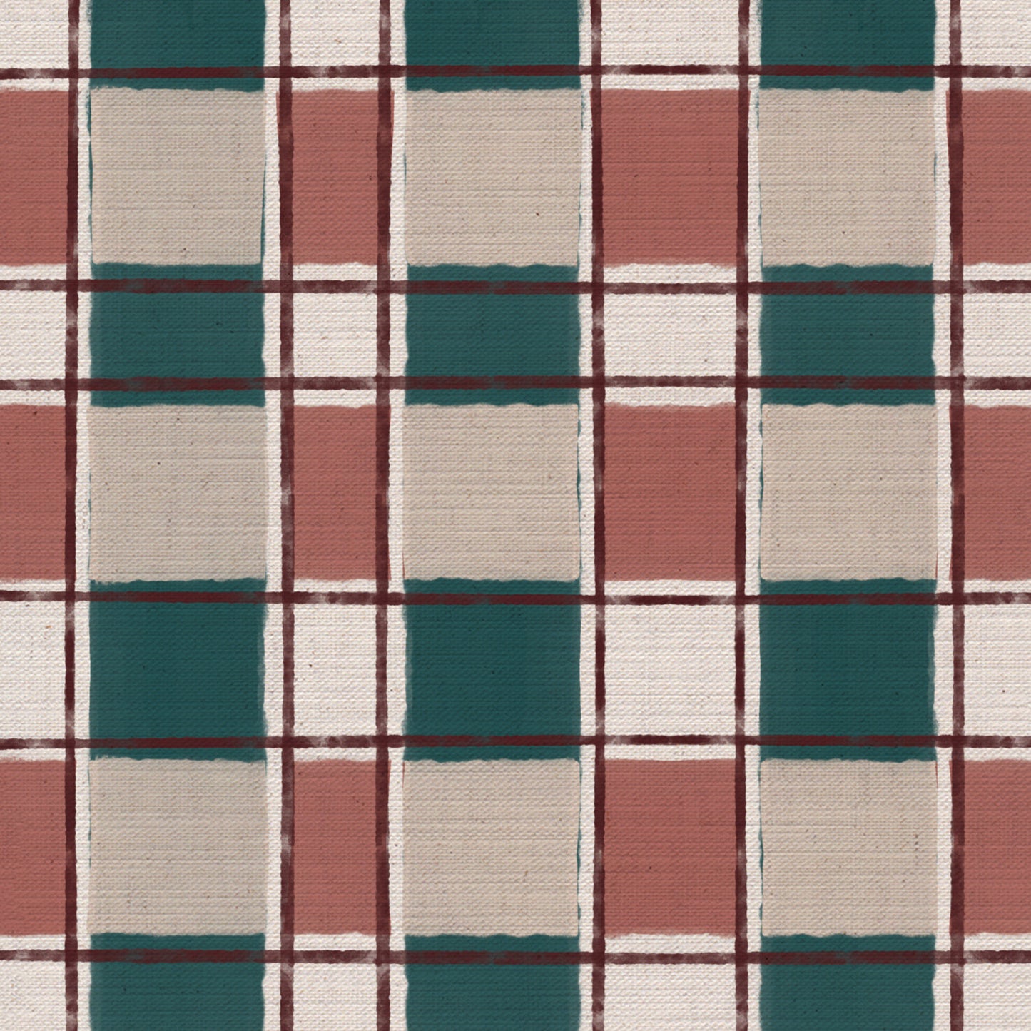 Artistic Check Upholstery Fabric in teal and pink