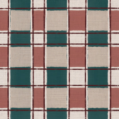 Artistic Check Upholstery Fabric in teal and pink