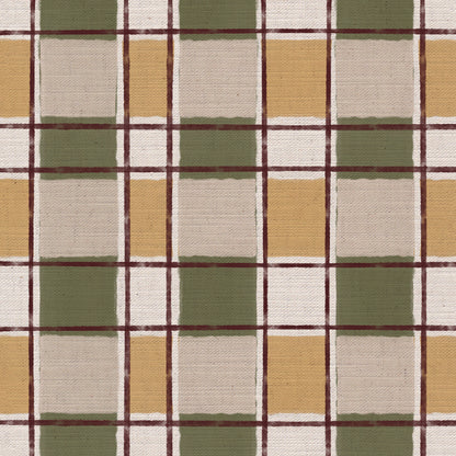 Artistic Check Upholstery Fabric in Green and yellow