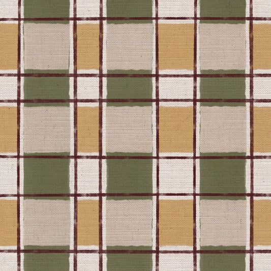 Artistic Check Upholstery Fabric in Green and yellow