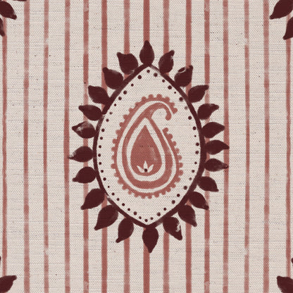 Field flower Paisley linen cotton union fabric in Pink