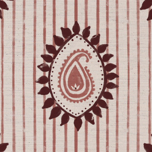Field flower Paisley linen cotton union fabric in Pink