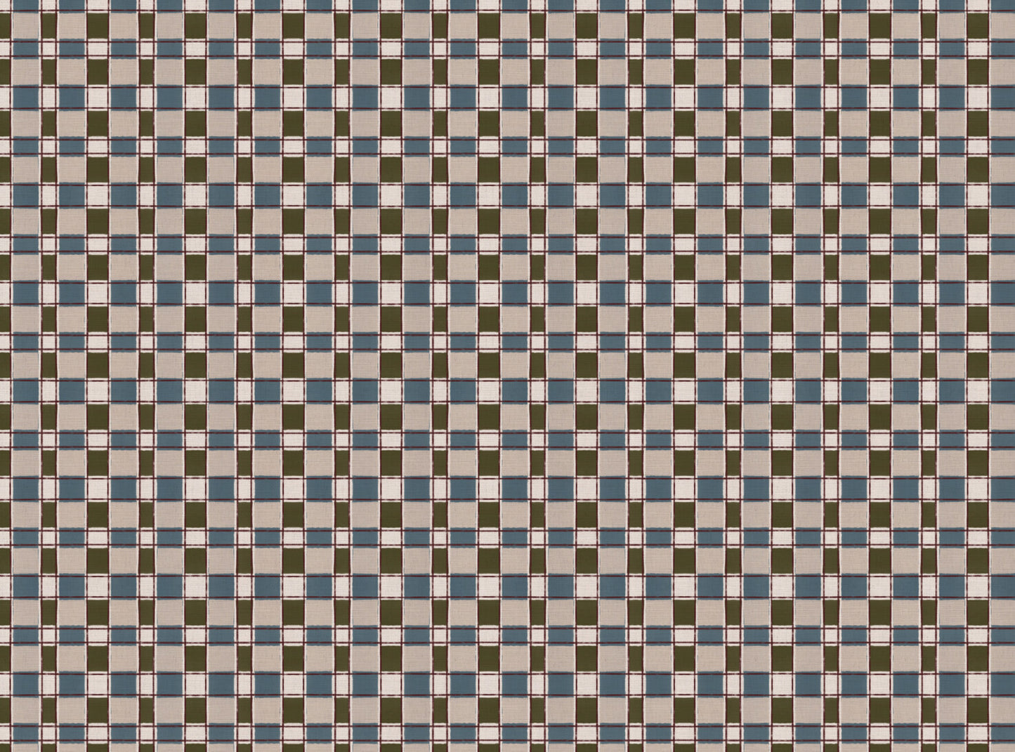 Artistic Check Upholstery Fabric in blue and olive green