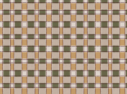 Artistic Check Upholstery Fabric in Green and yellow