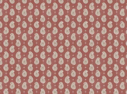 Paisley linen cotton union fabric in Pink