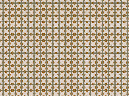Starfall Check printed cotton, linen union fabric in Green