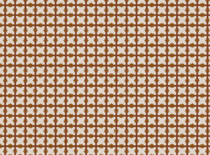 Starfall Check printed cotton, linen union fabric in Rust