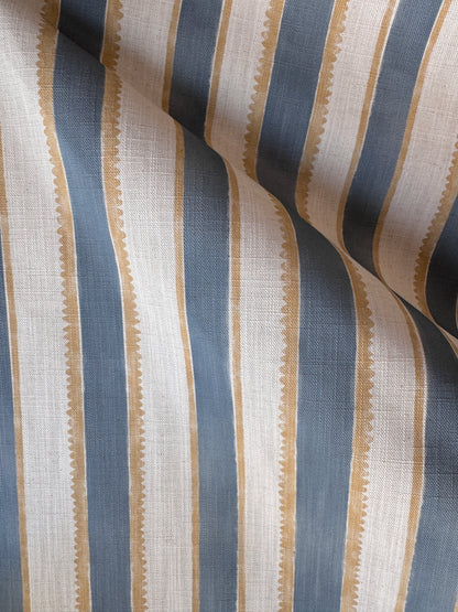 Sunburst Stripe linen cotton union in blue and yellow
