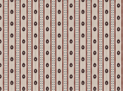 Field Flower Stripe linen cotton union fabric in Aubergine and Pink